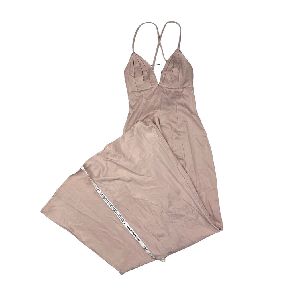 Club L - Bridesmaid Cami Tailored Satin Maxi Dress in Nude